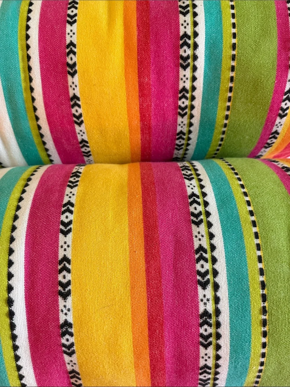 Colorful Striped Bolster Pillow Pair - Vibrant Red, Yellow & Green Accent